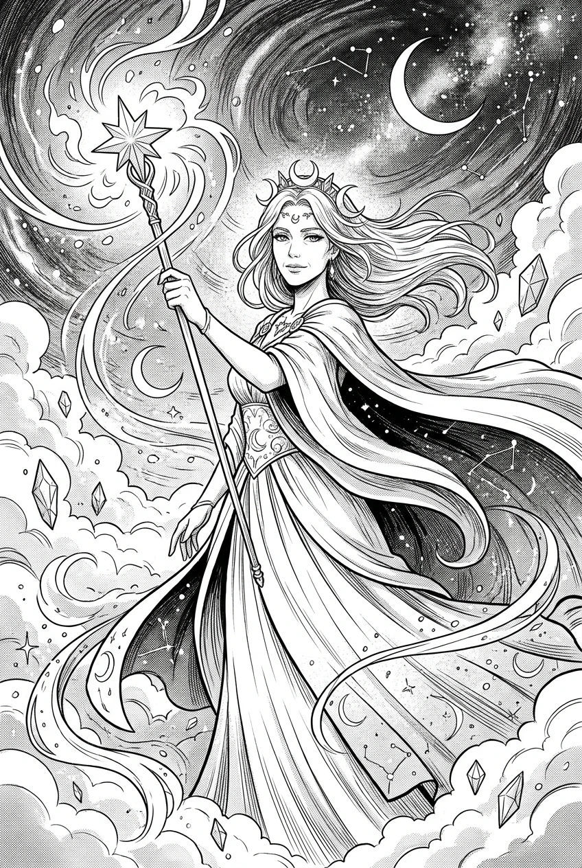 Black and white manga art before colorization
