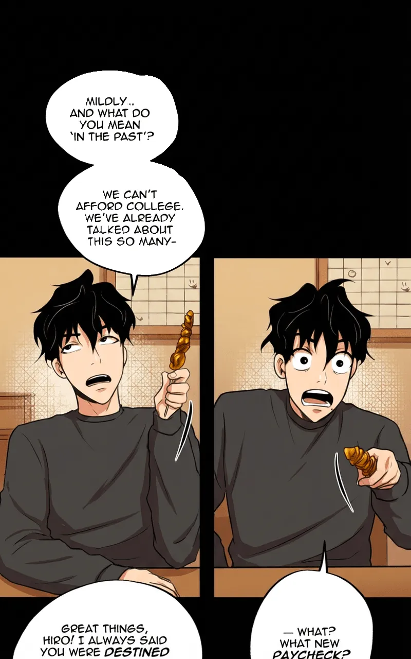 Colorized manga page with English dialogue